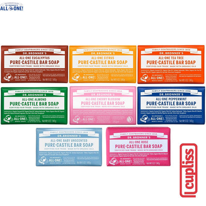 Dr.Bronner's Castile Bar Soap Organic 140gr All One Pure 140 gr Sabun Batang Organik Dr Bronners