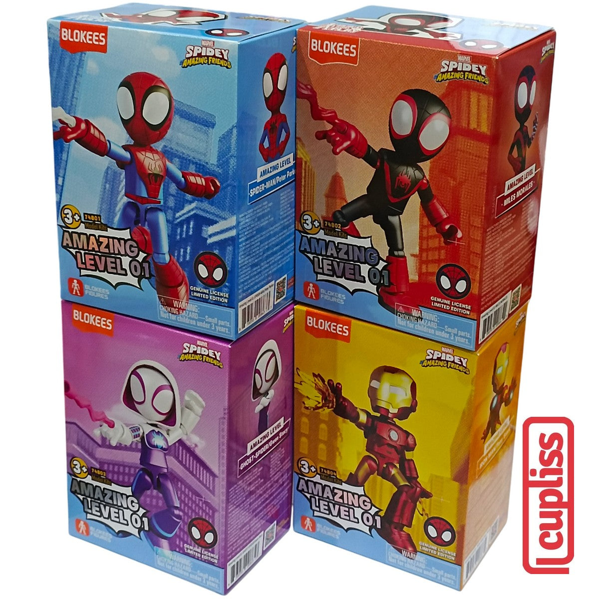 BLOKEES Figures Marvel Spidey Amazing Level 01 Spider Man Ghost Iron Friends
