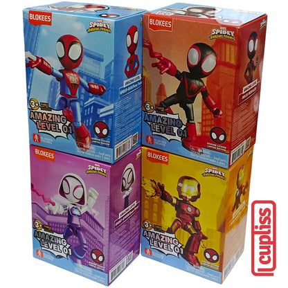 BLOKEES Figures Marvel Spidey Amazing Level 01 Spider Man Ghost Iron Friends