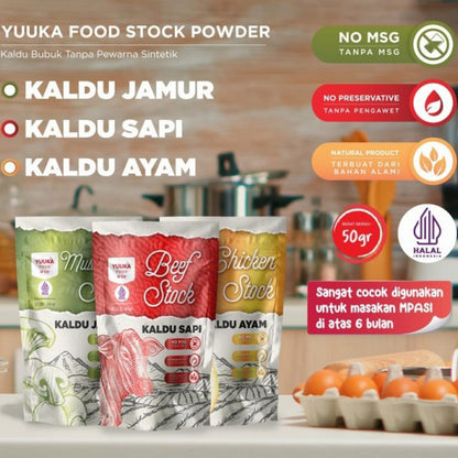 YUUKA FOOD Kaldu Asli Jamur Ayam Sapi 50gr MPASI Anak BB Booster
