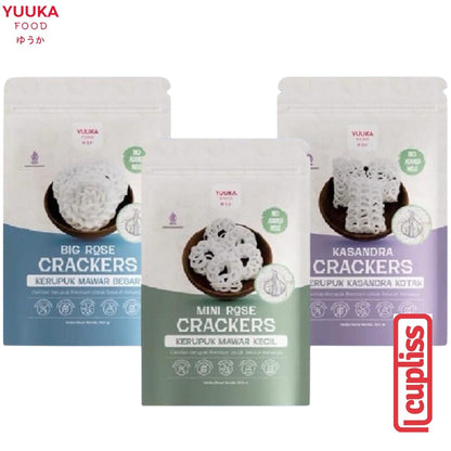 YUUKA FOOD Crackers Kerupuk Bawang Krupuk Mawar Kasandra Kecil Besar Kotak 300gr MPASI Anak