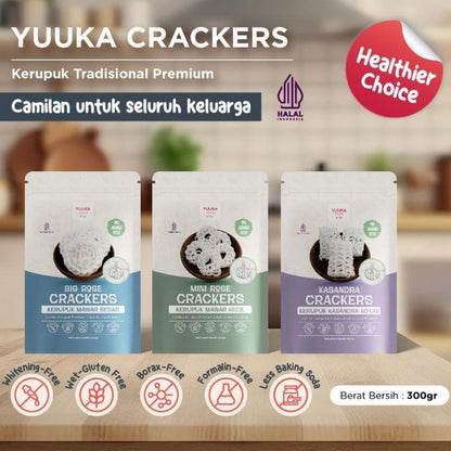 YUUKA FOOD Crackers Kerupuk Bawang Krupuk Mawar Kasandra Kecil Besar Kotak 300gr MPASI Anak
