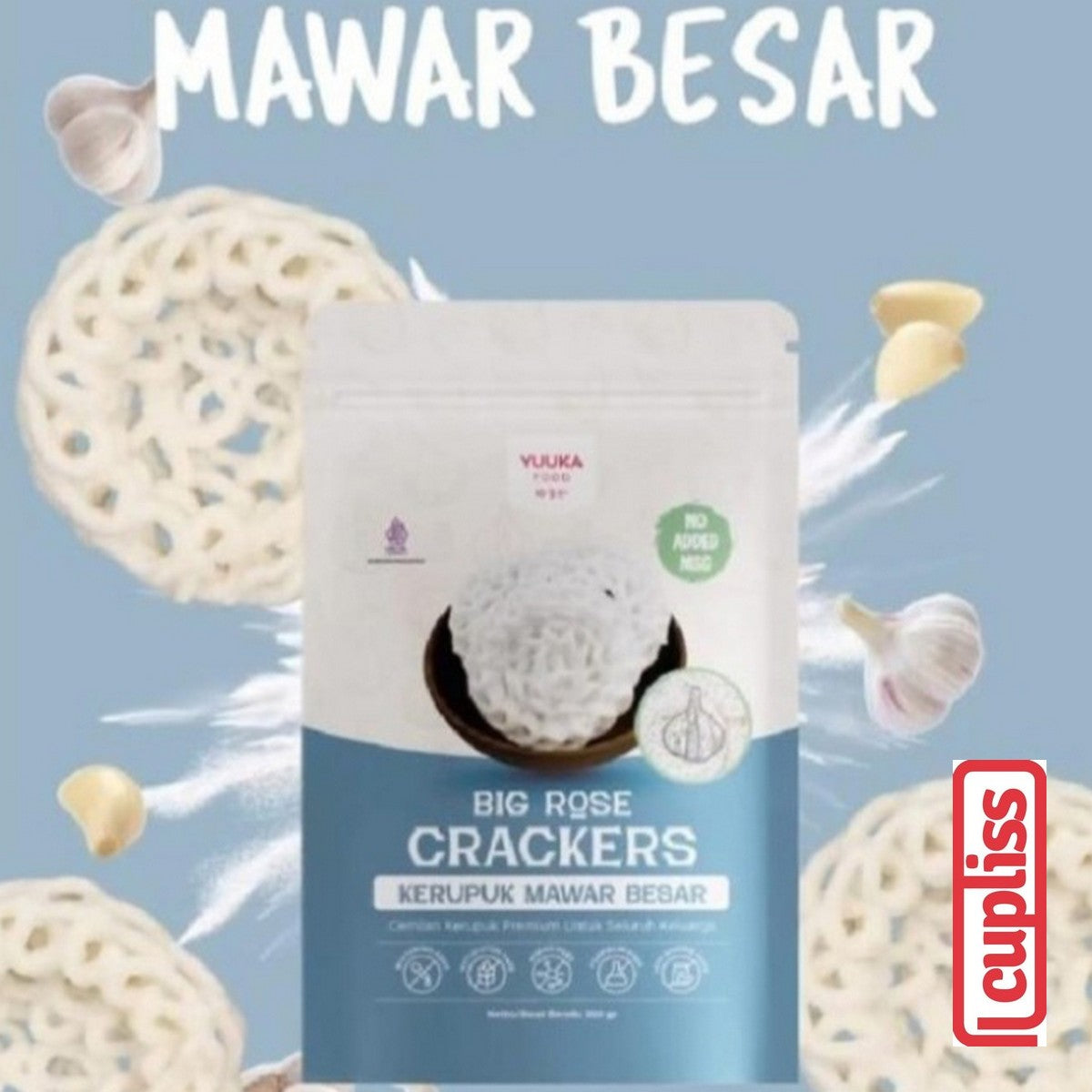 YUUKA FOOD Crackers Kerupuk Bawang Krupuk Mawar Kasandra Kecil Besar Kotak 300gr MPASI Anak