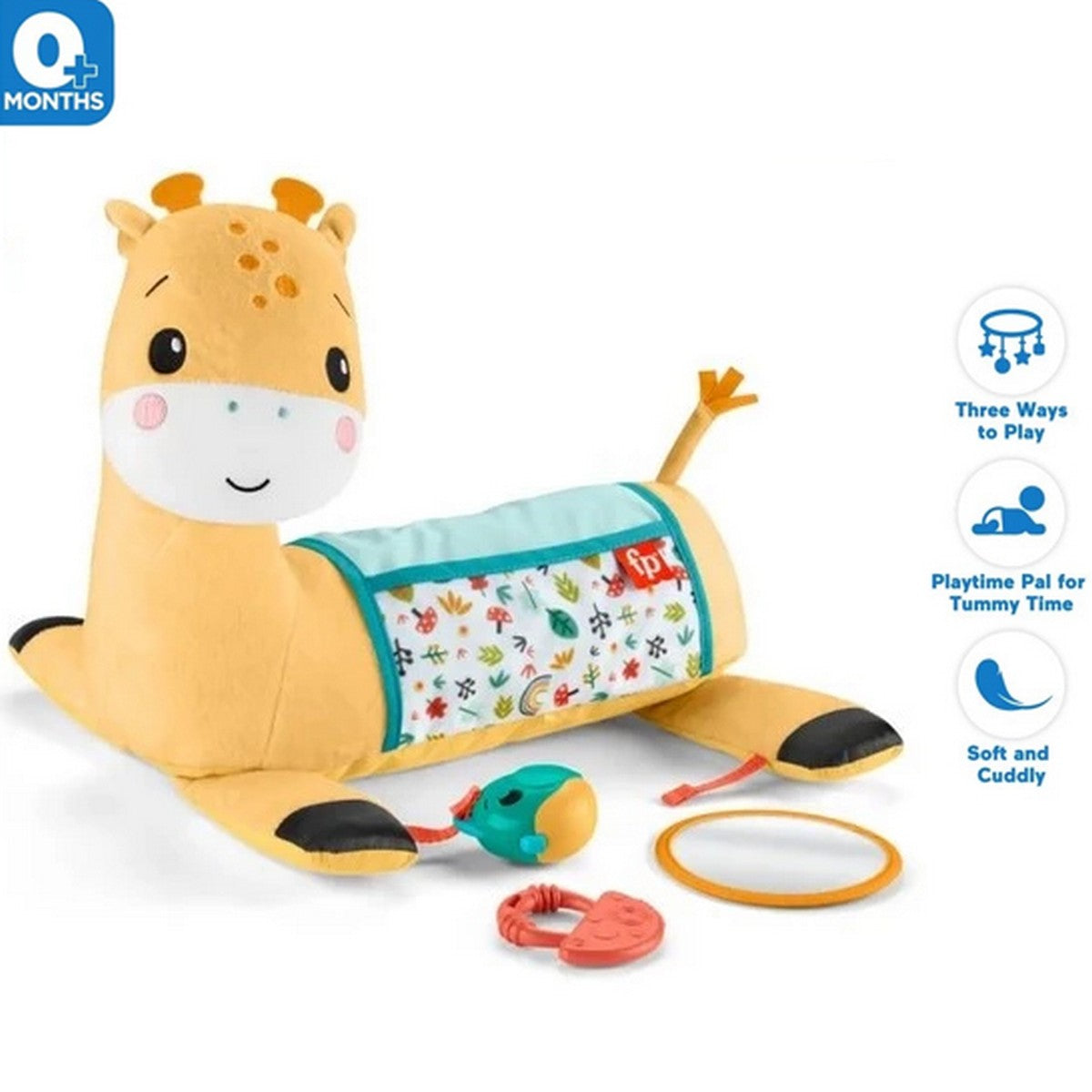 Fisher Price HNL01 3in1 Boneka Jerapah Tummy Time Giraffe Mainan Bayi Anak