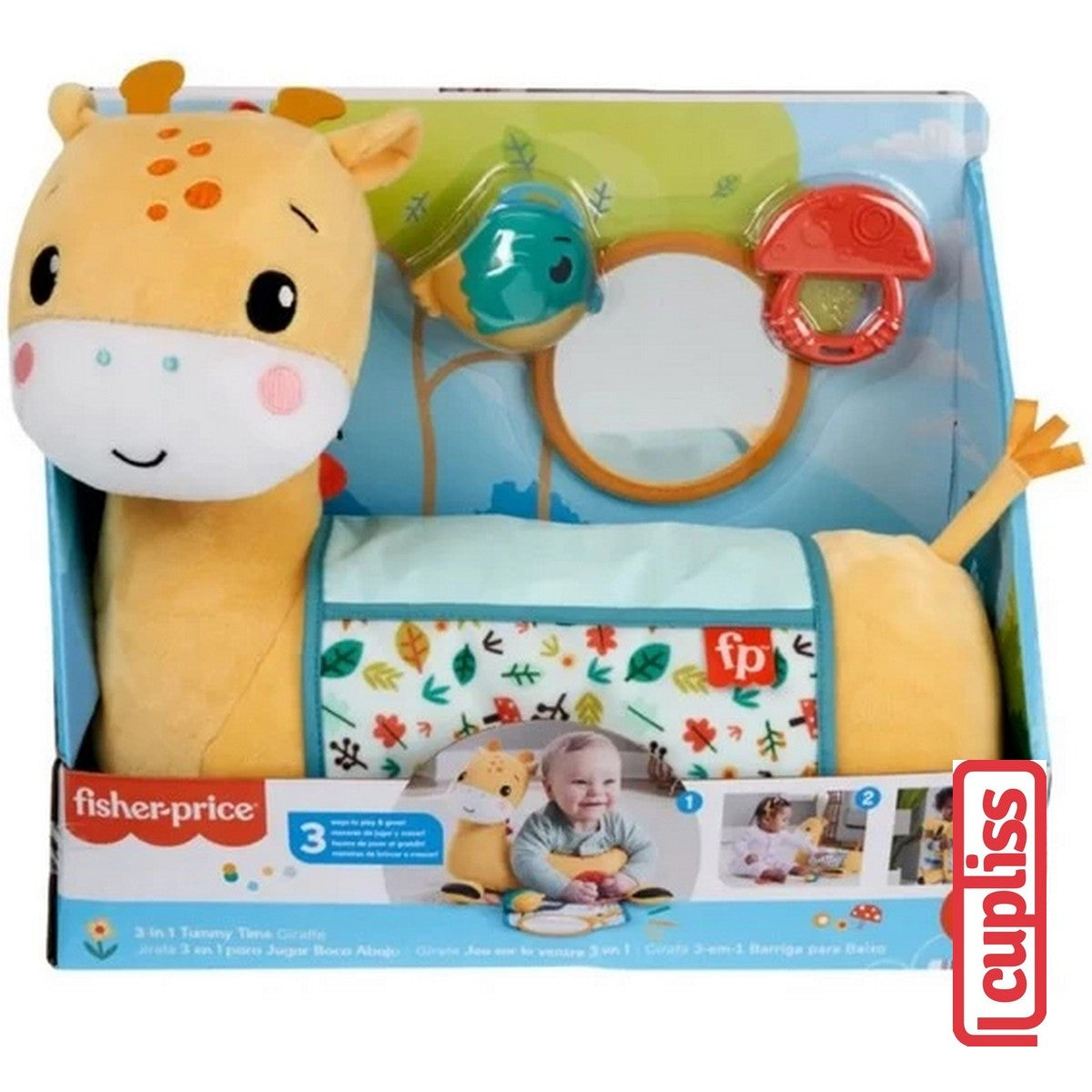 Fisher Price HNL01 3in1 Boneka Jerapah Tummy Time Giraffe Mainan Bayi Anak
