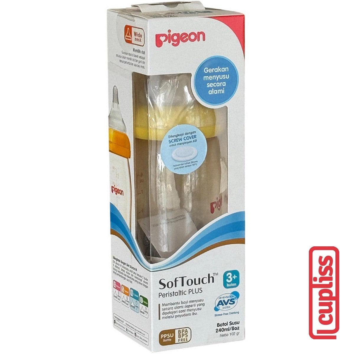 PIGEON Bottle PPSU Wide Neck 240ml Polos Cap Yellow Botol Susu 240 ml