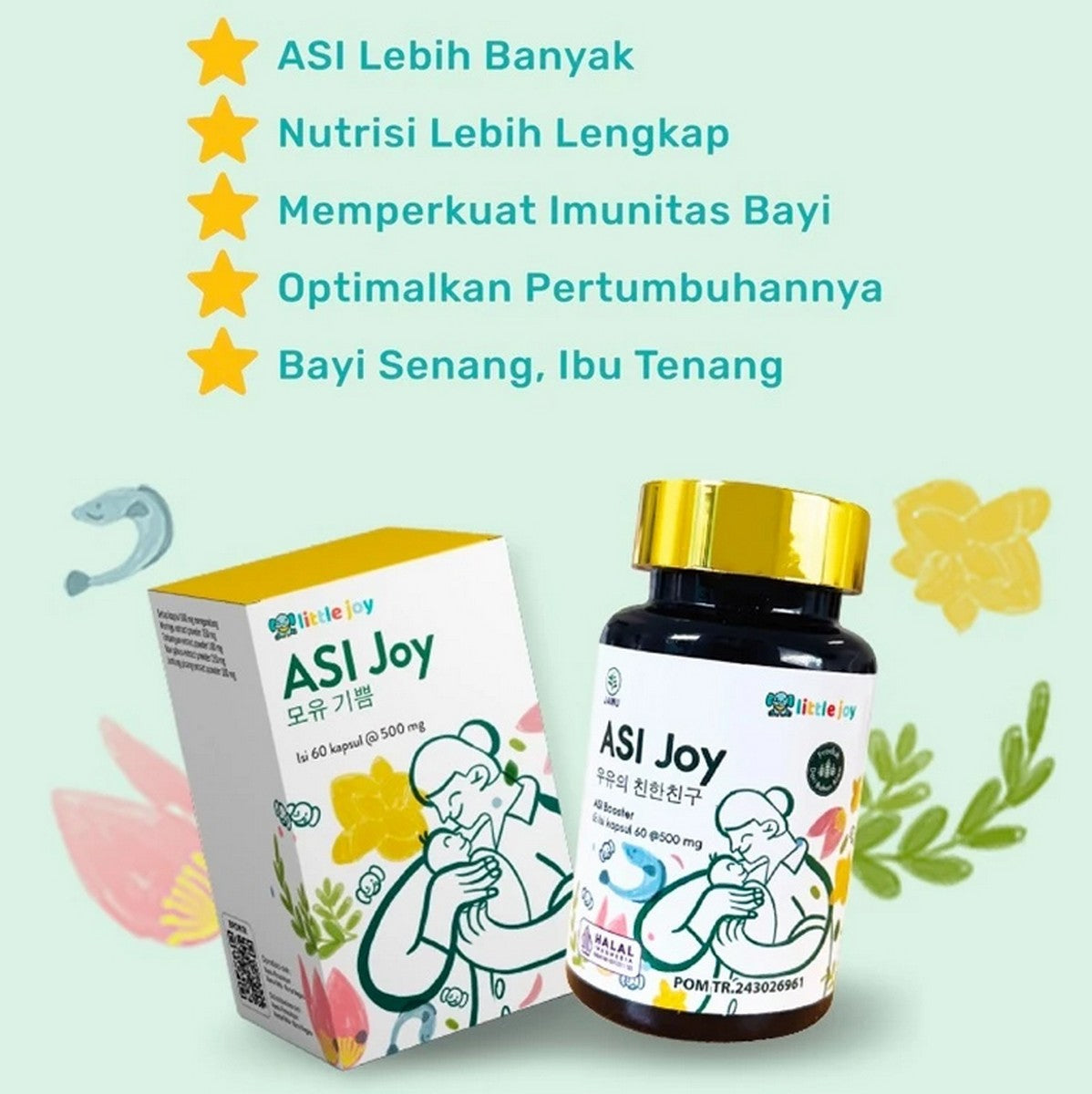 AsiJoy Booster 60 Caps Suplemen Ibu Menyusui Lancar ASI by Little Joy BPOM 500mg