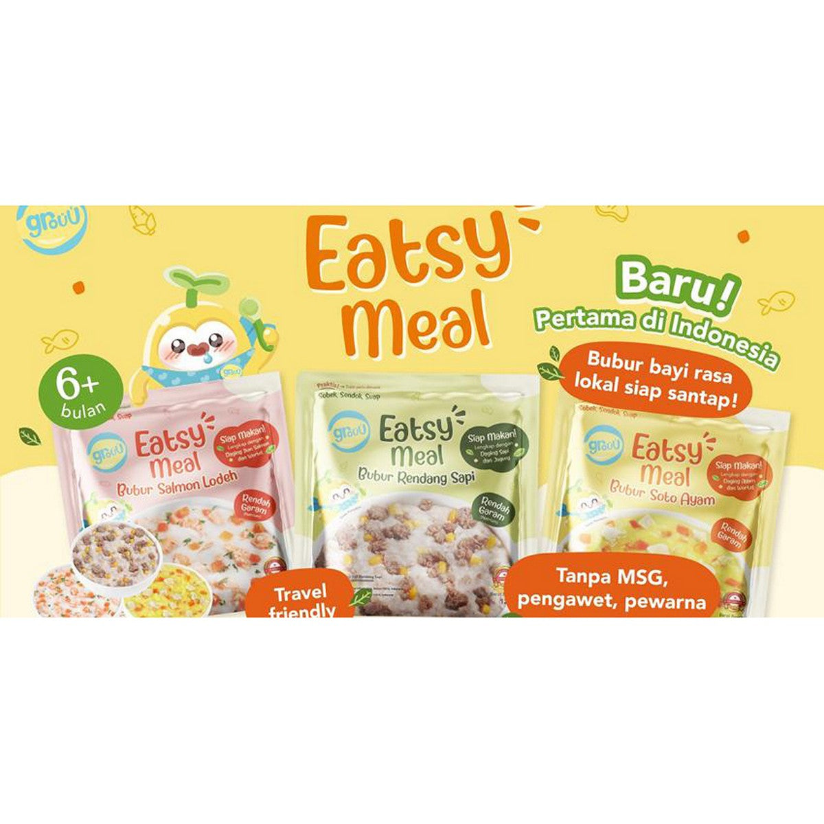 GROUU Eatsy Meal Bubur Bayi Siap Saji Instant MPASI Cemilan Anak 6+