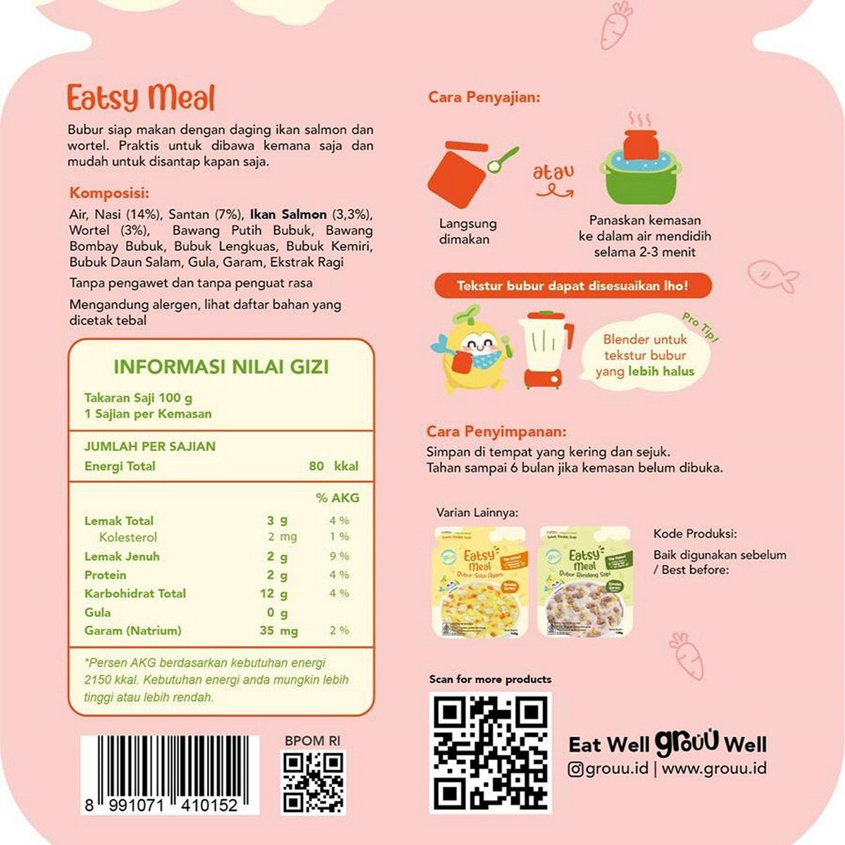 GROUU Eatsy Meal Bubur Bayi Siap Saji Instant MPASI Cemilan Anak 6+