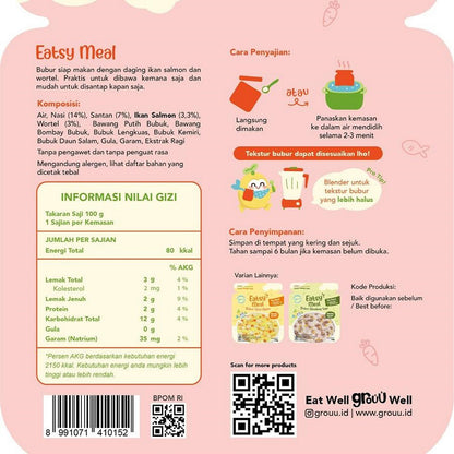 GROUU Eatsy Meal Bubur Bayi Siap Saji Instant MPASI Cemilan Anak 6+