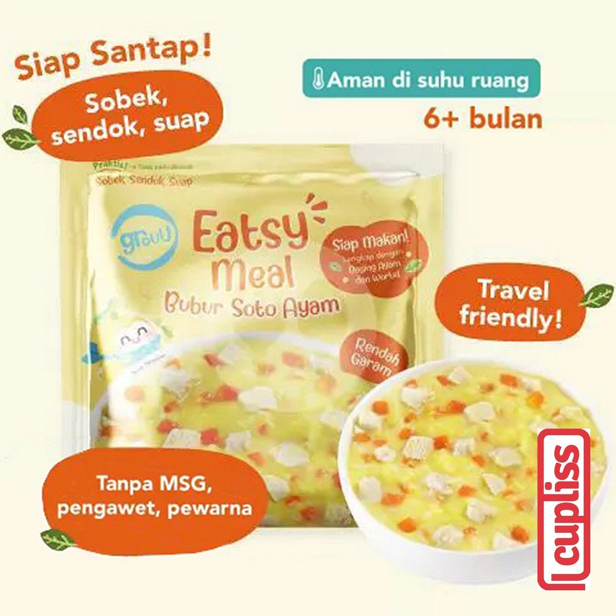 GROUU Eatsy Meal Bubur Bayi Siap Saji Instant MPASI Cemilan Anak 6+