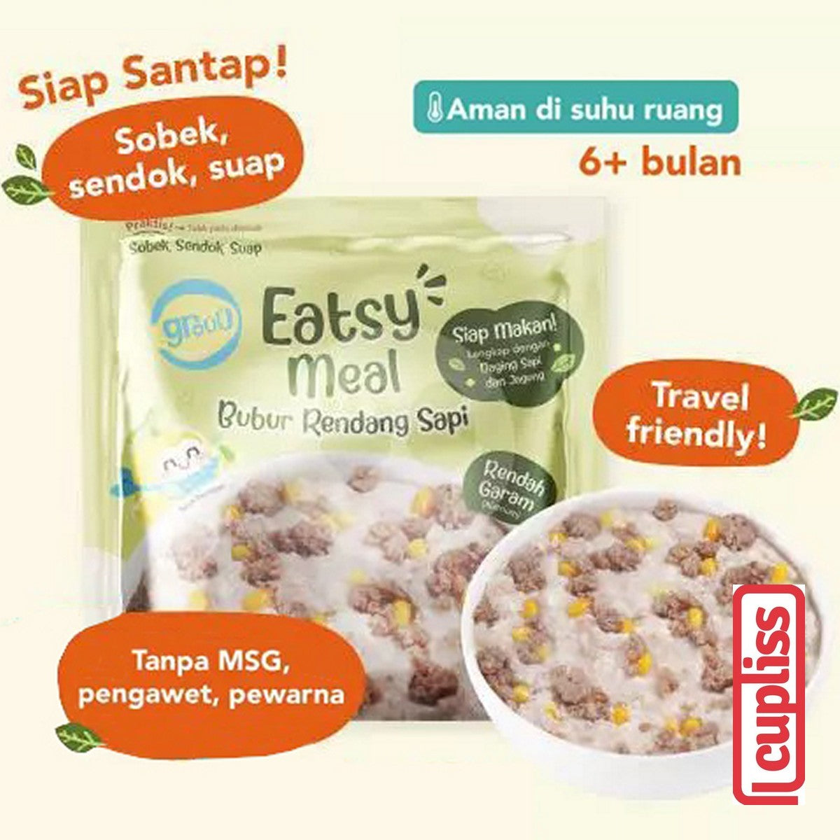 GROUU Eatsy Meal Bubur Bayi Siap Saji Instant MPASI Cemilan Anak 6+