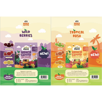 Alamii 40g Permen Jelly Madu Cemilan Less Sugar Rendah Gula Wild Berries Tropical Rush Gummy