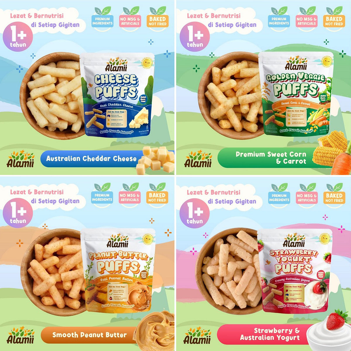 Alamii Cemilan Puff Snack Anak Sehat tanpa MSG Camilan Puffs