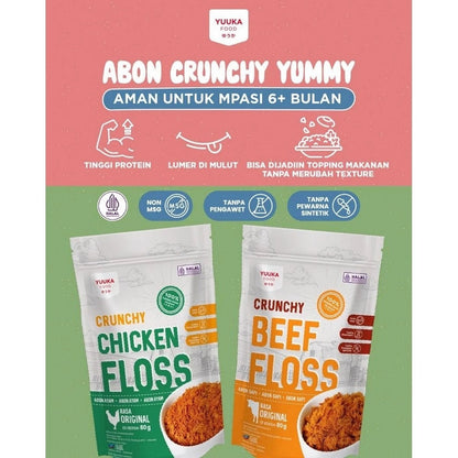 Yuuka 80g Crunchy Floss Abon Rasa Snack Bayi MPASI Anak Camilan Sapi Ayam Beef Chicken