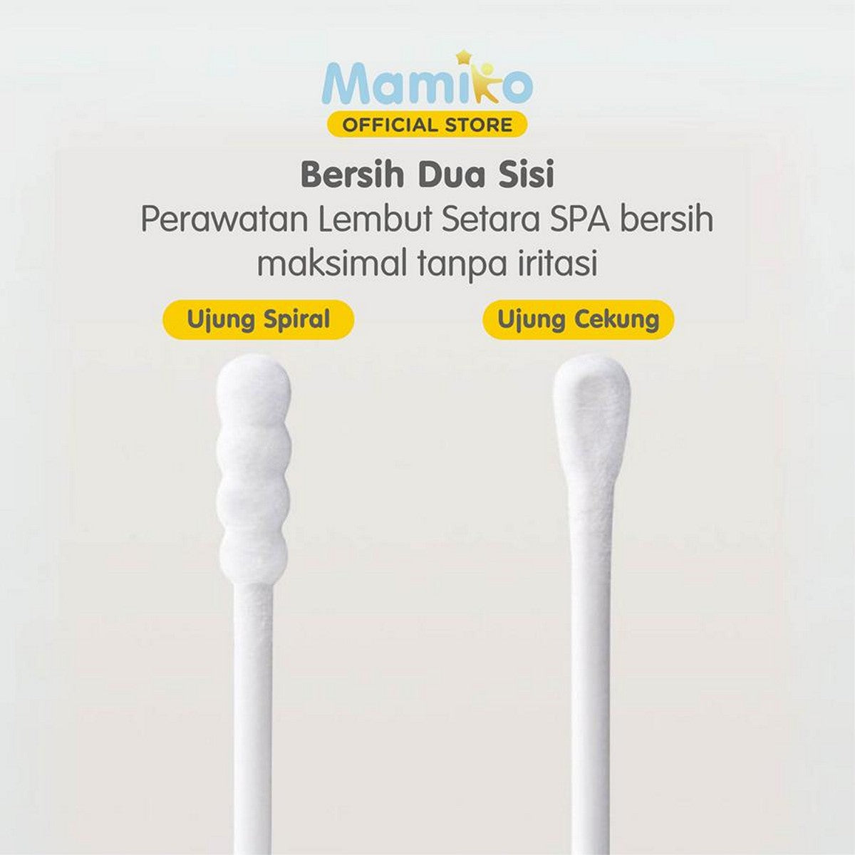 Mamiko Cotton Bud 2in1 Pembersih Telinga Buds Korek Kuping Bayi Spiral Cekung 2 Sisi