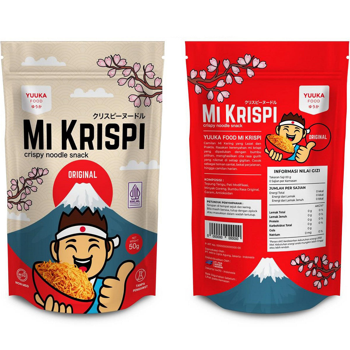Yuuka Food Mi Krispi 50g Snack Anak Camilan Mie Noodle Kering