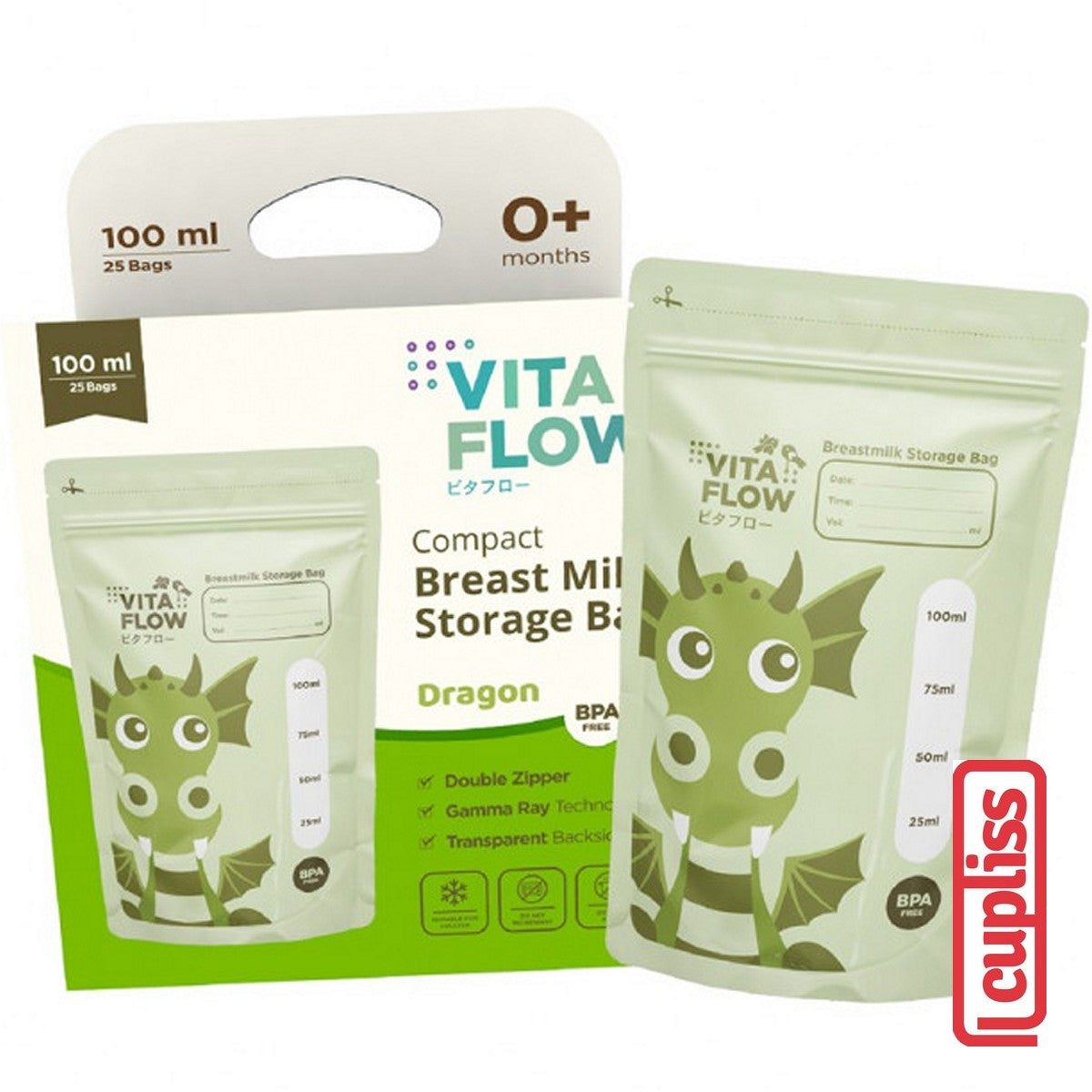 VitaFlow Breastmilk Kantong ASI Storage Bags 100ml 120ml 150ml isi 30 pcs Vita Flow Susu Steril