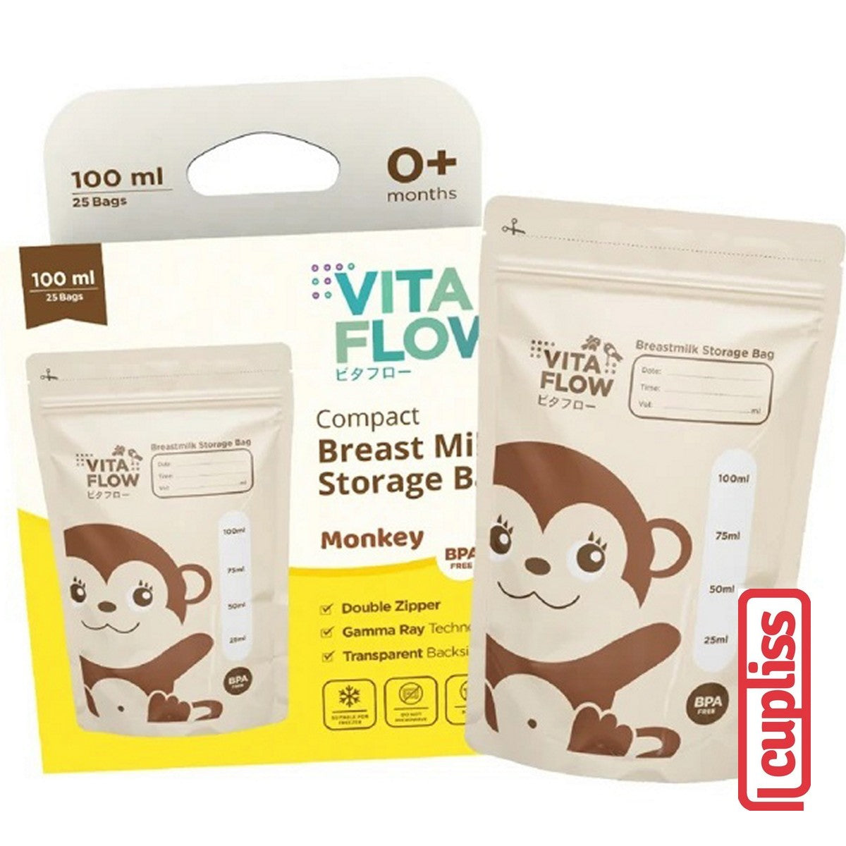 VitaFlow Breastmilk Kantong ASI Storage Bags 100ml 120ml 150ml isi 30 pcs Vita Flow Susu Steril