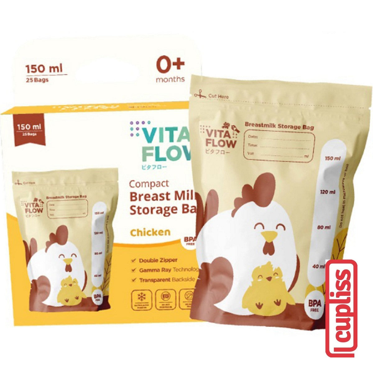 VitaFlow Breastmilk Kantong ASI Storage Bags 100ml 120ml 150ml isi 30 pcs Vita Flow Susu Steril