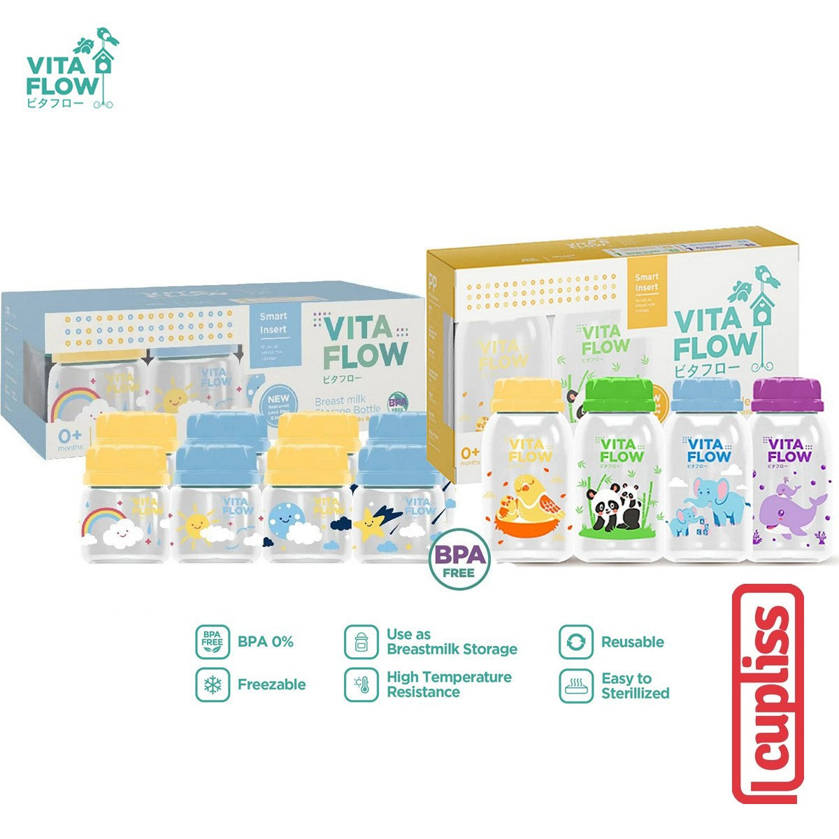 VitaFlow Bottle Botol ASI Storage 60ml 140ml 3in1 PP Vita Flow