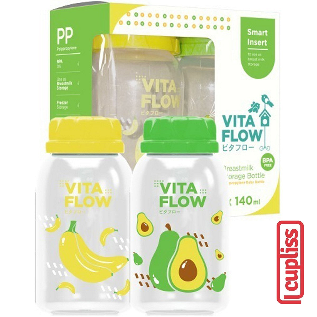 VitaFlow Bottle Botol ASI Storage 60ml 140ml 3in1 PP Vita Flow