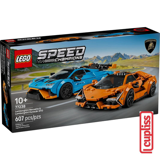 LEGO Speed Champions 77238 Lamborghini Revuelto and Lambo Huracán STO