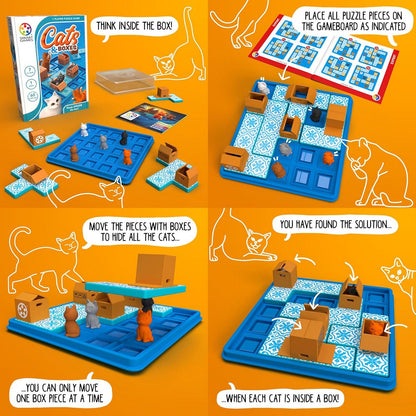 SmartGames 450 Cats and Boxes Compact Board Game Mainan Edukasi Anak Dewasa Travel Size Smart Games