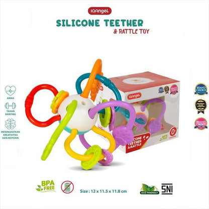 BAD BOX IQANGEL Silicone Teether & Rattle Mainan Gigitan Bayi IQ Angel 0142