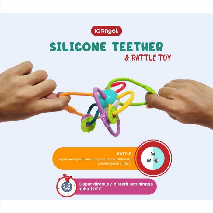 BAD BOX IQANGEL Silicone Teether & Rattle Mainan Gigitan Bayi IQ Angel 0142