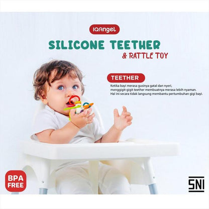 BAD BOX IQANGEL Silicone Teether & Rattle Mainan Gigitan Bayi IQ Angel 0142