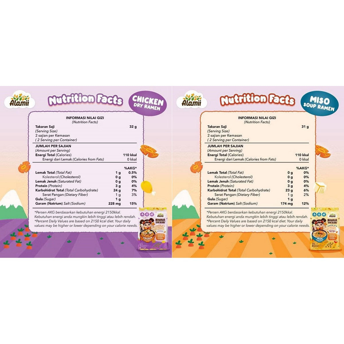 Alamii Noodle Ramen Mie Sehat Anak For Kids Miso Soup Chicken Dry