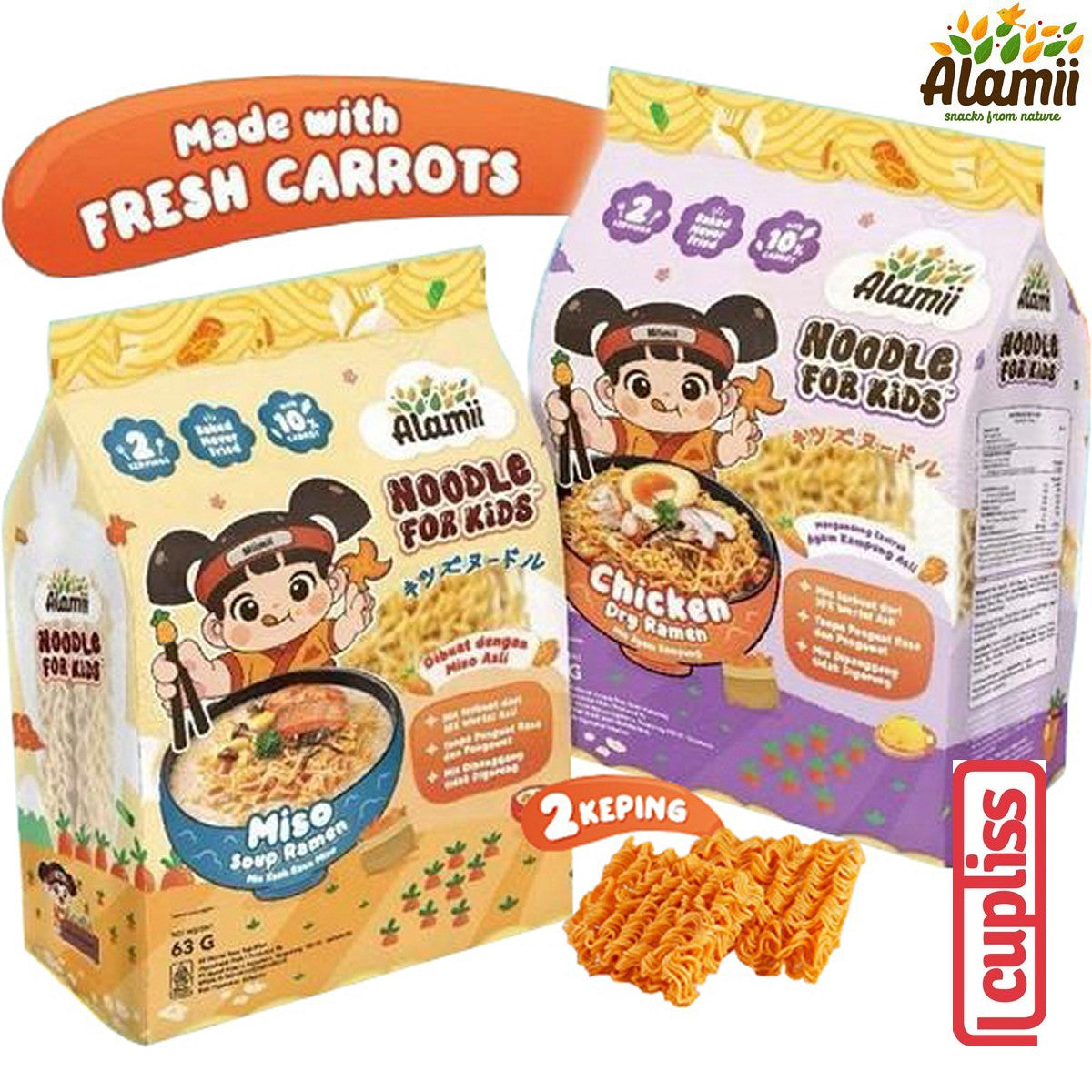 Alamii Noodle Ramen Mie Sehat Anak For Kids Miso Soup Chicken Dry