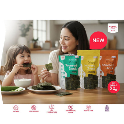 YUUKA FOOD Crispy Seaweed 20gr Nori Rumput Laut Krispi Kering Snack Camilan Anak MPASI
