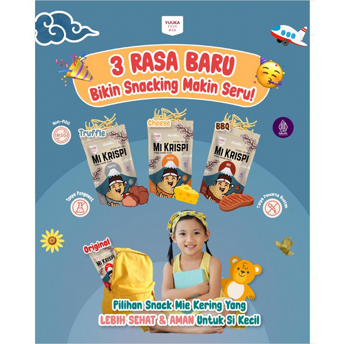 Yuuka Food Mi Krispi 50g Snack Anak Camilan Mie Noodle Kering