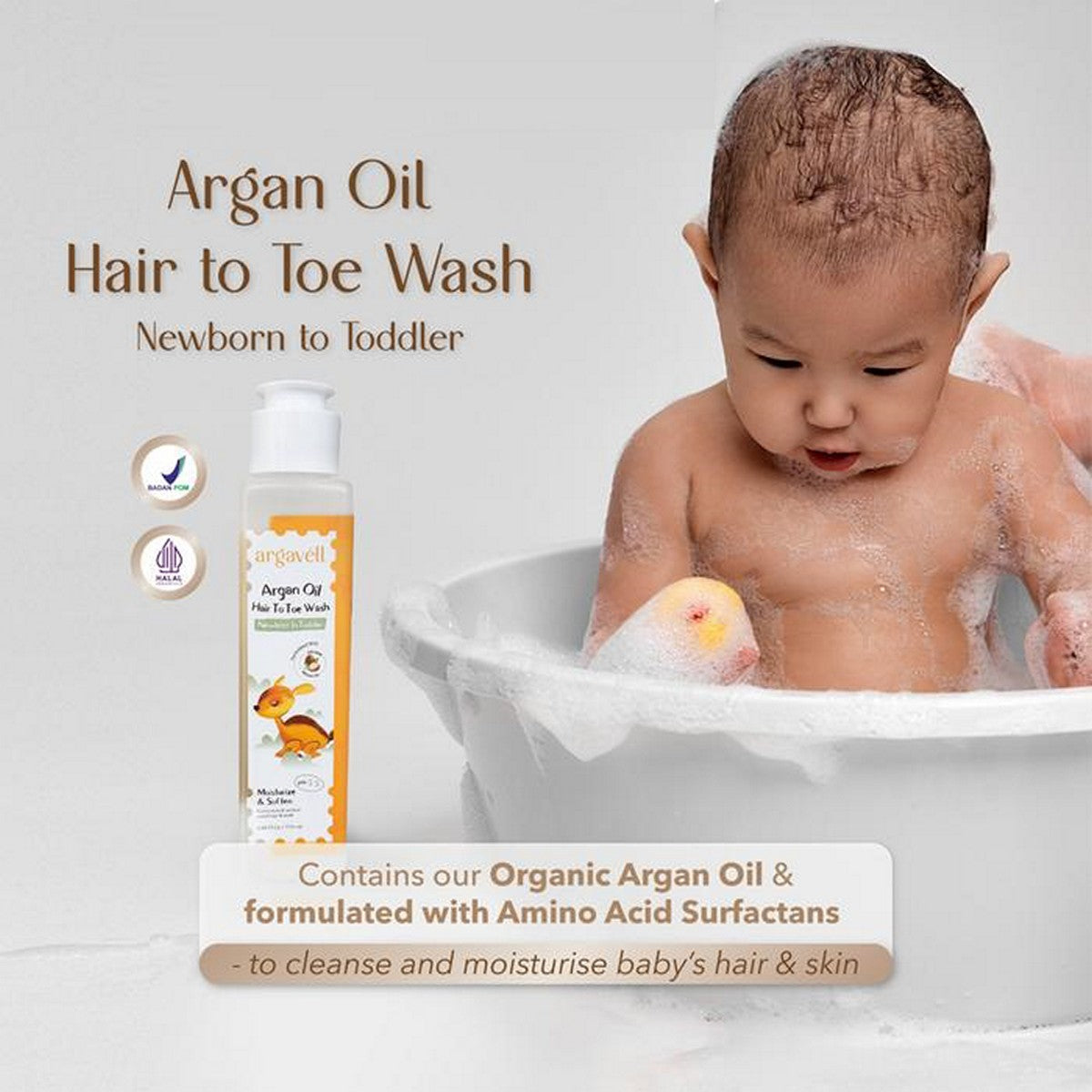 Argavell Argan Oil Hair to Toe Wash Kids Anak Bayi 115ml