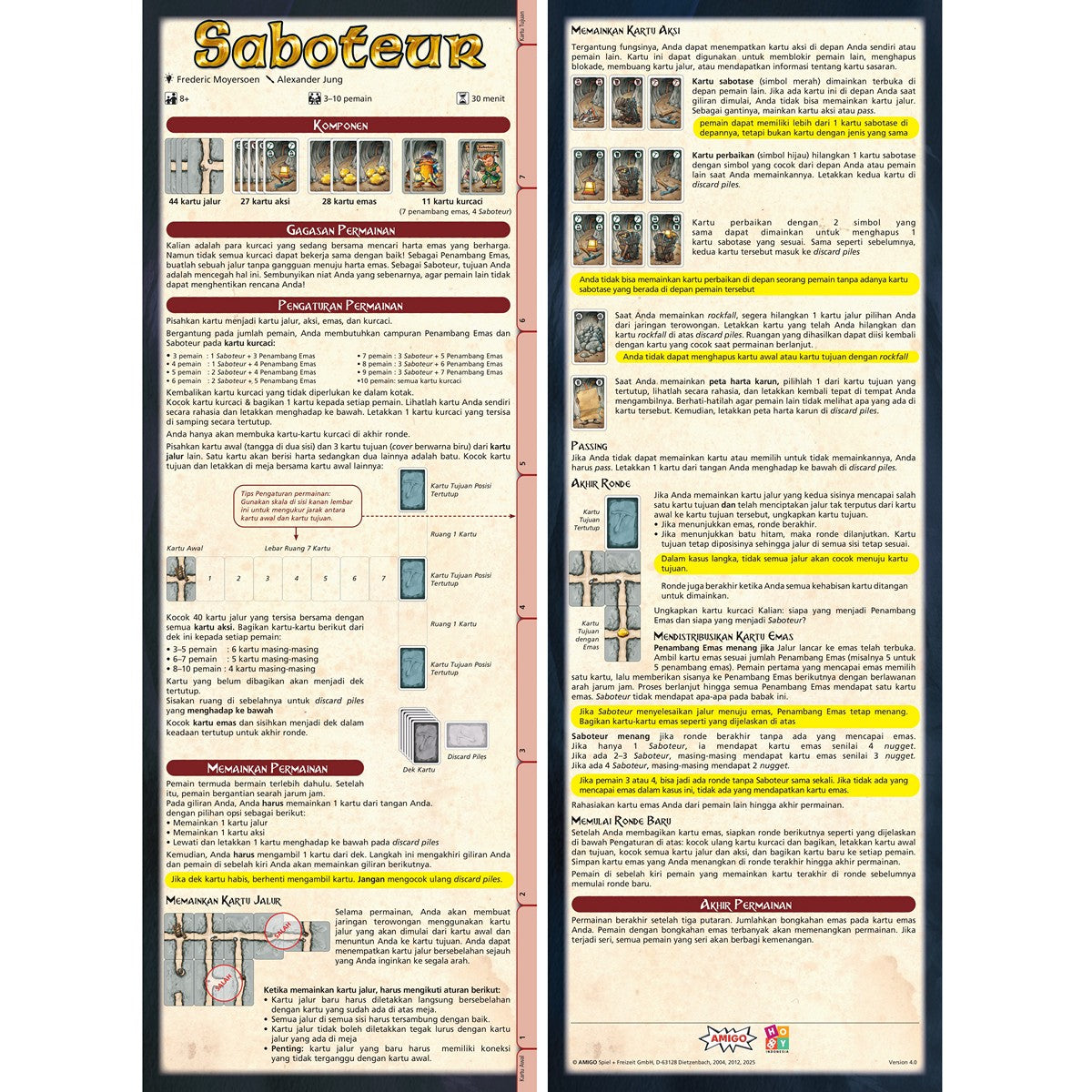 Saboteur 2nd Edition Board Game Amigo Original Card Kartu Mainan Keluarga