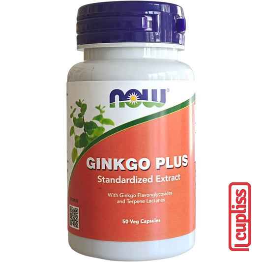 NOW Foods Vitamin Ginkgo Biloba Plus 120mg Suplemen 50 Veg Capsules vcaps Extract