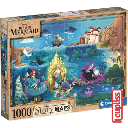 Clementoni 39664 Disney The Little Mermaid Story Maps - 1000 pcs Puzzle 2D Panorama