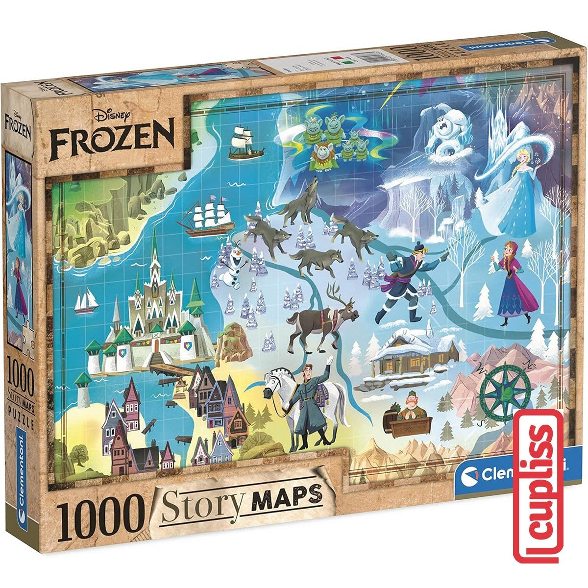Clementoni 39666 Disney Frozen Story Maps - 1000 pcs Puzzle 2D Panorama