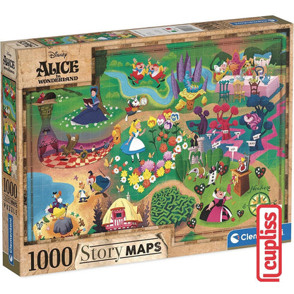 Clementoni 39667 Disney Alice in Wonderland Story Maps - 1000 pcs Puzzle 2D Panorama