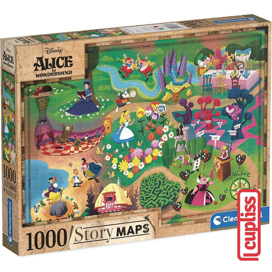 Clementoni 39667 Disney Alice in Wonderland Story Maps - 1000 pcs Puzzle 2D Panorama