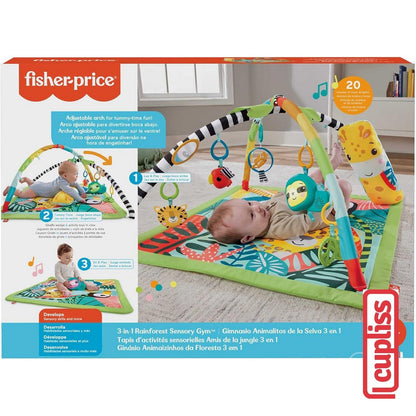 Fisher Price HJW08 3in1 Rainforest Sensory Gym Light and Sound Playmat Play Mat