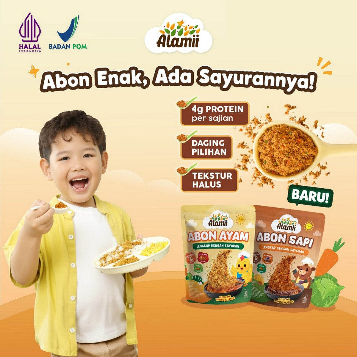 Alamii Abon Cemilan Snack Bayi Anak Sehat Sapi Ayam - 80g