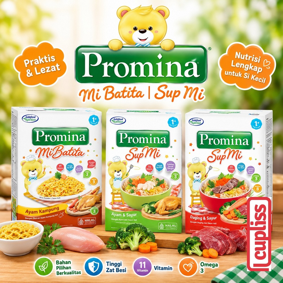 Promina Sup Mi Mie Batita Kering MPASI Anak Bayi 1 tahun Daging Sayur Ayam Kampung