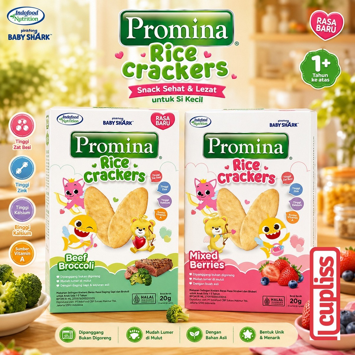 Promina Rice Crackers 20gr Snack Beras Bayi Anak MPASI Cemilan Baby 12m+