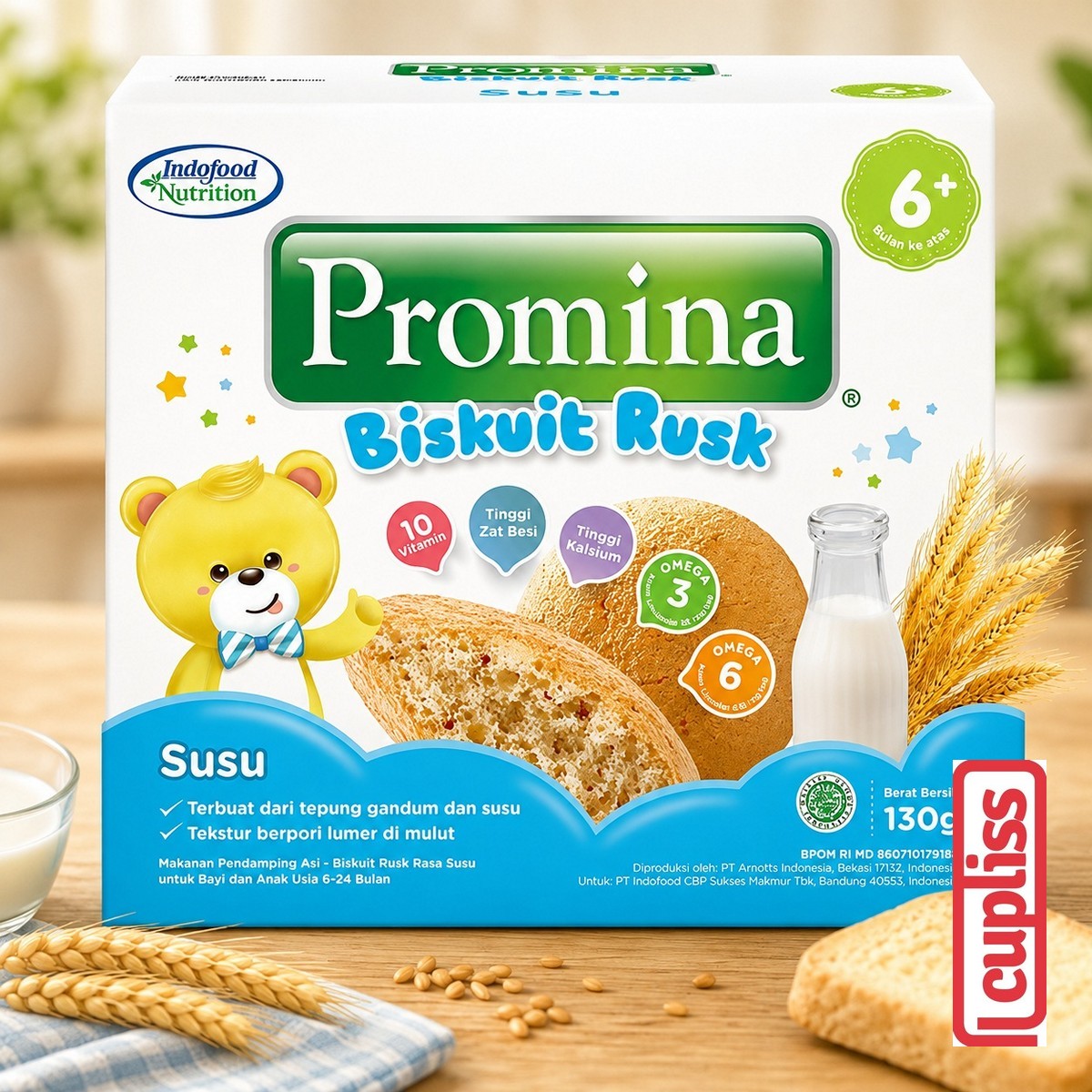 Promina Rusk 130gr Biskuit Anak Bayi Baby Biscuit Rasa Susu MPASI 6m+