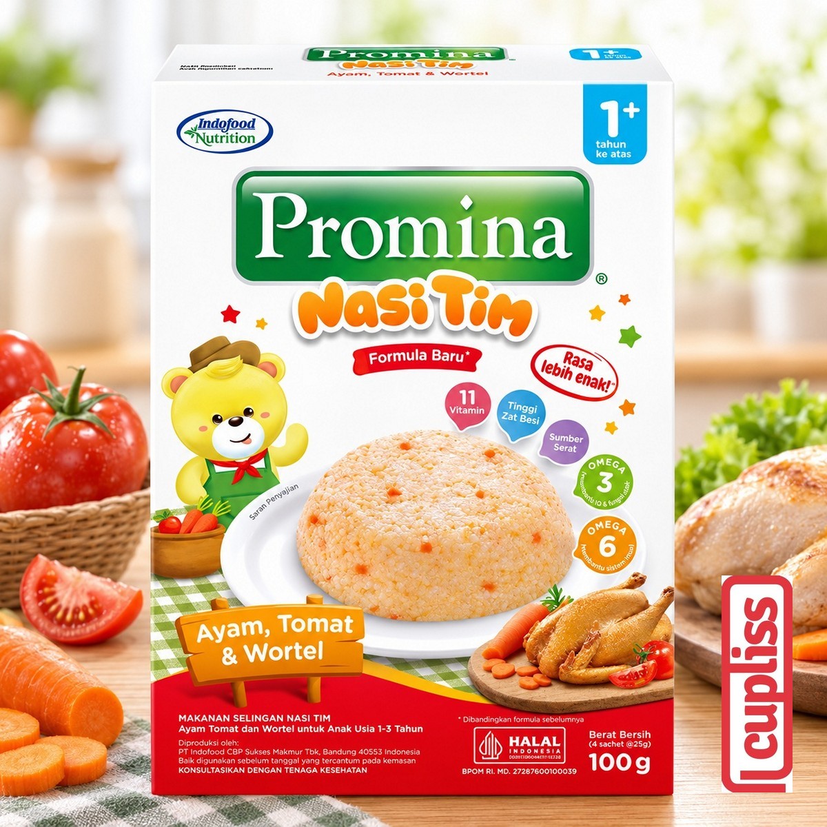 Promina Nasi Tim 100gr Ayam Kampung Tomat Wortel MPASI Anak Bayi 12m+