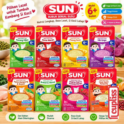 Box - SUN Susu Sereal Bayi 120gr Baby Cereal MPASI Bubur Susu Porridge 6m+