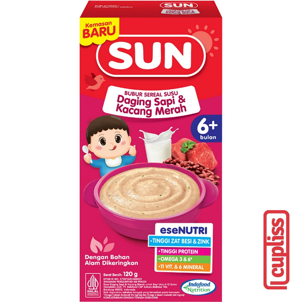 Box - SUN Susu Sereal Bayi 120gr Baby Cereal MPASI Bubur Susu Porridge 6m+